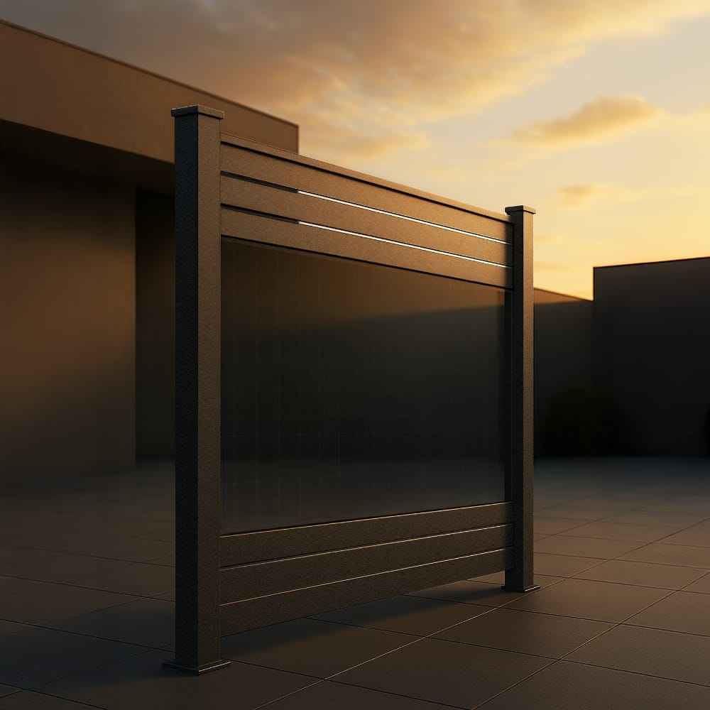 falagotti Solarzaun Aluna in Anthrazit mit PV-Modul und Aluminiumprofilen