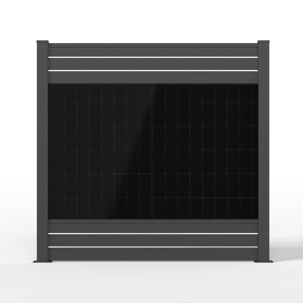 Solarzaun ALUNA 180cm – Frontansicht mit bifazialem Solarmodul