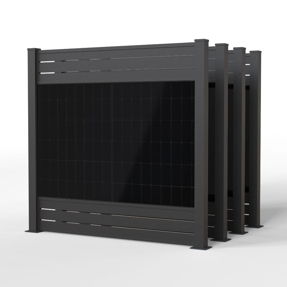 falagotti Solarzaun Efficienza in Anthrazit mit vertikalem PV-Modul in Seitenansicht