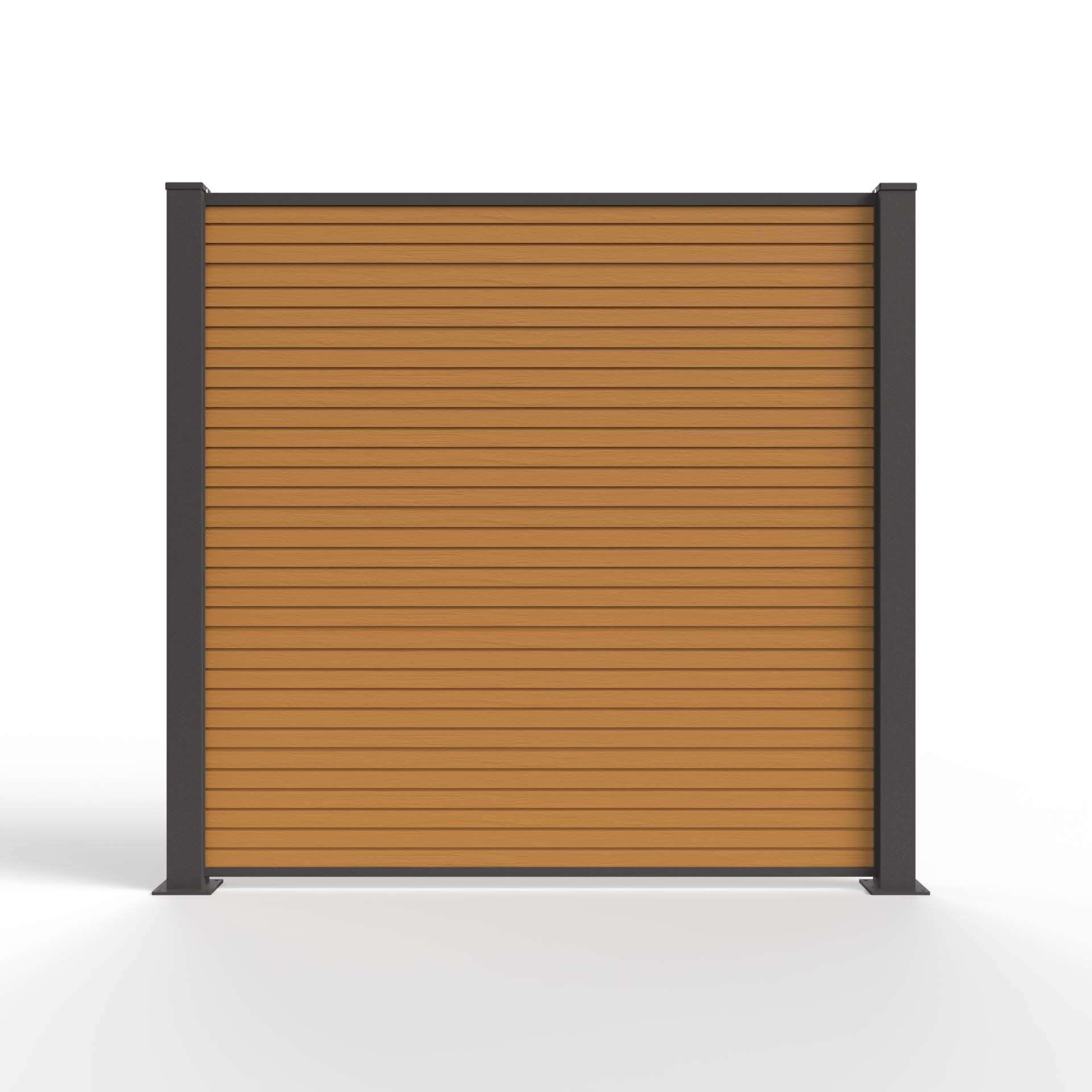 Solarzaun ELEGANZA Teak Ansicht 1 – Produktdetail WPC Teakholz-Optik
