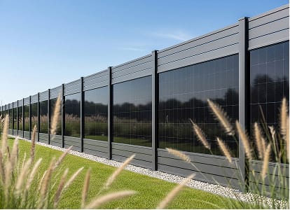 falagotti Solarzaun Aluna im Kiesbeet