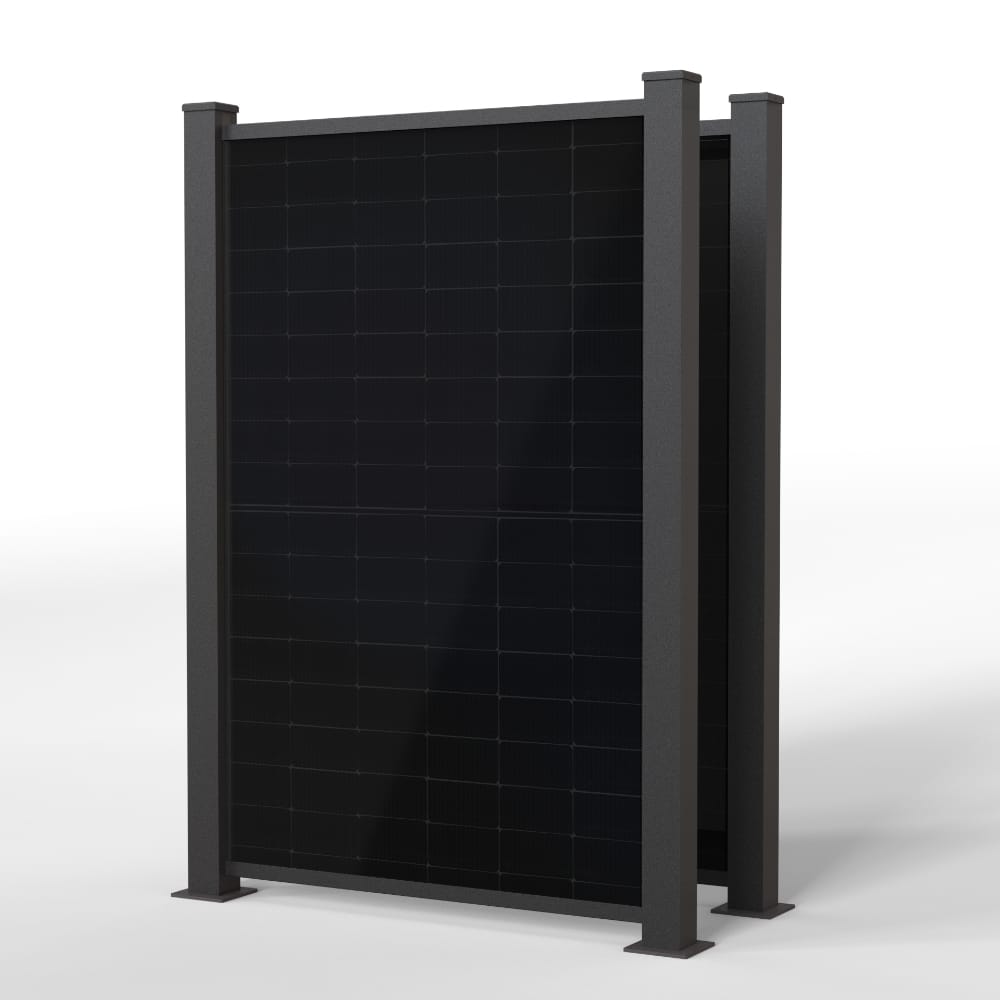 falagotti Zaun-Solarkfraftwerk Efficienza 1200 W in RAL 7016 mit drei vertikalen PV-Zaunfeldern