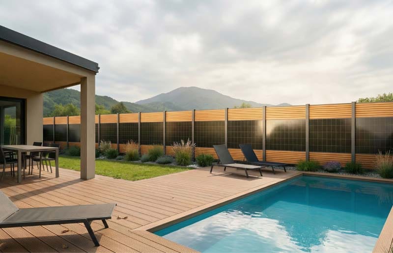 Solarzaun ELEGANZA am Pool – Mobilansicht