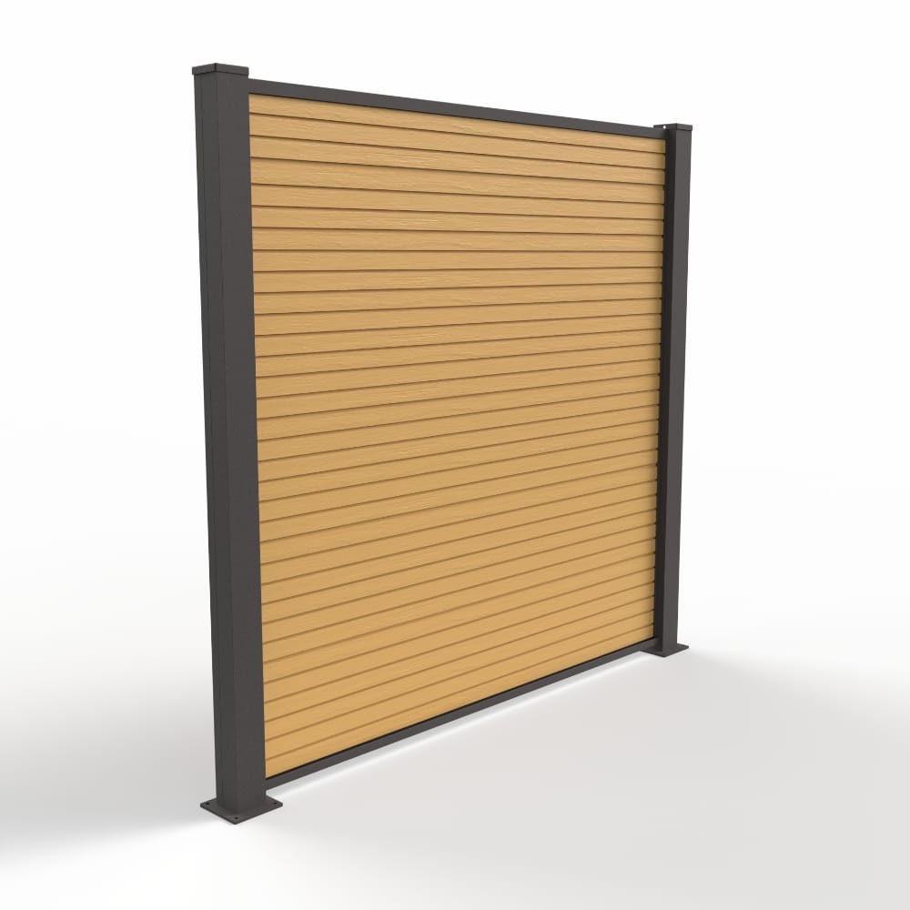 falagotti Gartenzaun Eleganza 180 cm hoch mit WPC-Lamellen in Cedar und Aluminiumpfosten