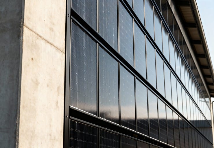 Solarfassade vertikal – PV-Integration an Industriefassade für maximale Flächennutzung